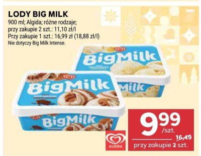 Lody Big Milk Alpida, różne rodzaje promocja w Stokrotka