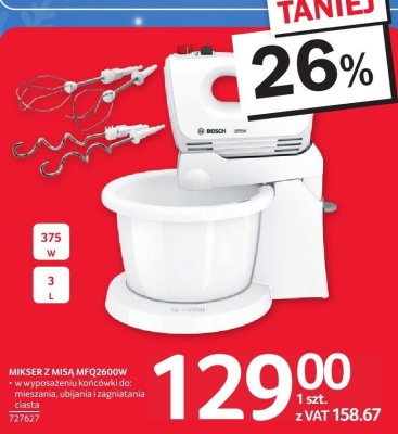 Mikser z misą BOSCH MFQ2600W 375 W 3 L promocja w Selgros