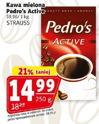 Kawa mielona Pedro's Active STRAUSS promocja w Prim Market