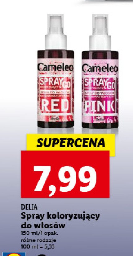 Spray do w艂os贸w koloryzuj膮cy red CAMELEO SPRAY & GO promocja