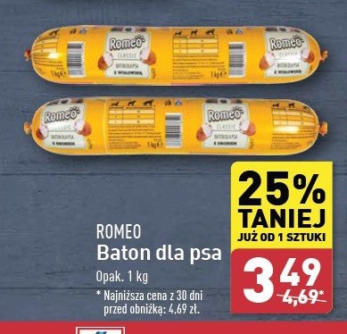 Baton dla psa z drobiem Romeo (karma) promocja w Aldi