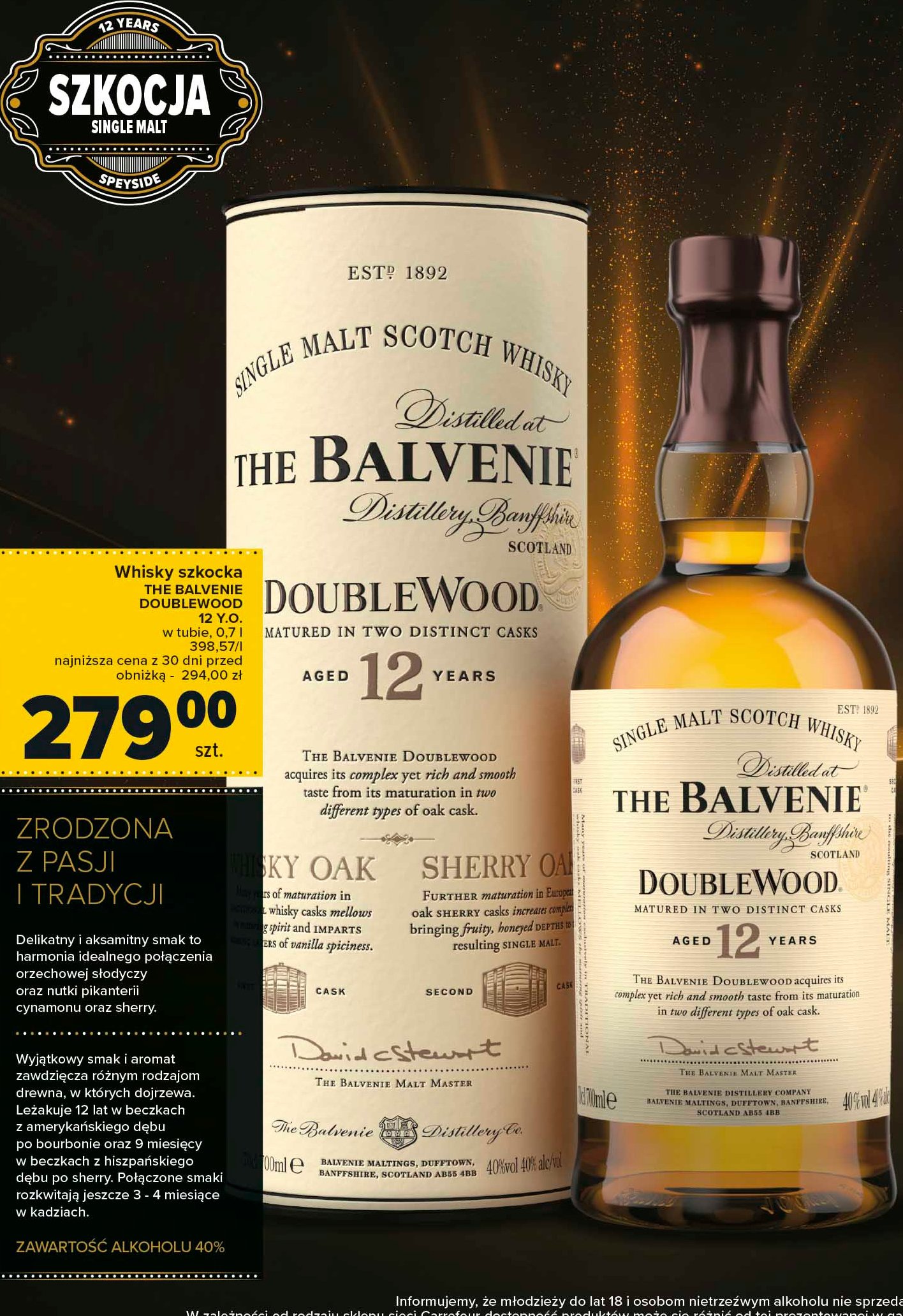 Whisky tuba THE BALVENIE DOUBLEWOOD 12YO promocja