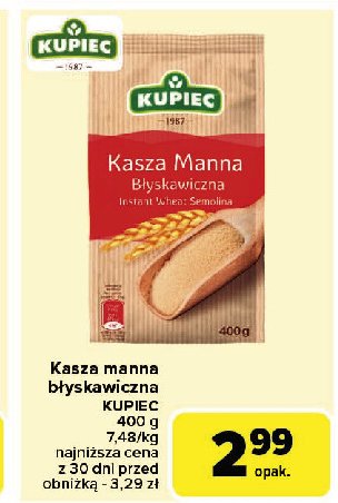 Kasza manna błyskawiczna Kupiec promocja