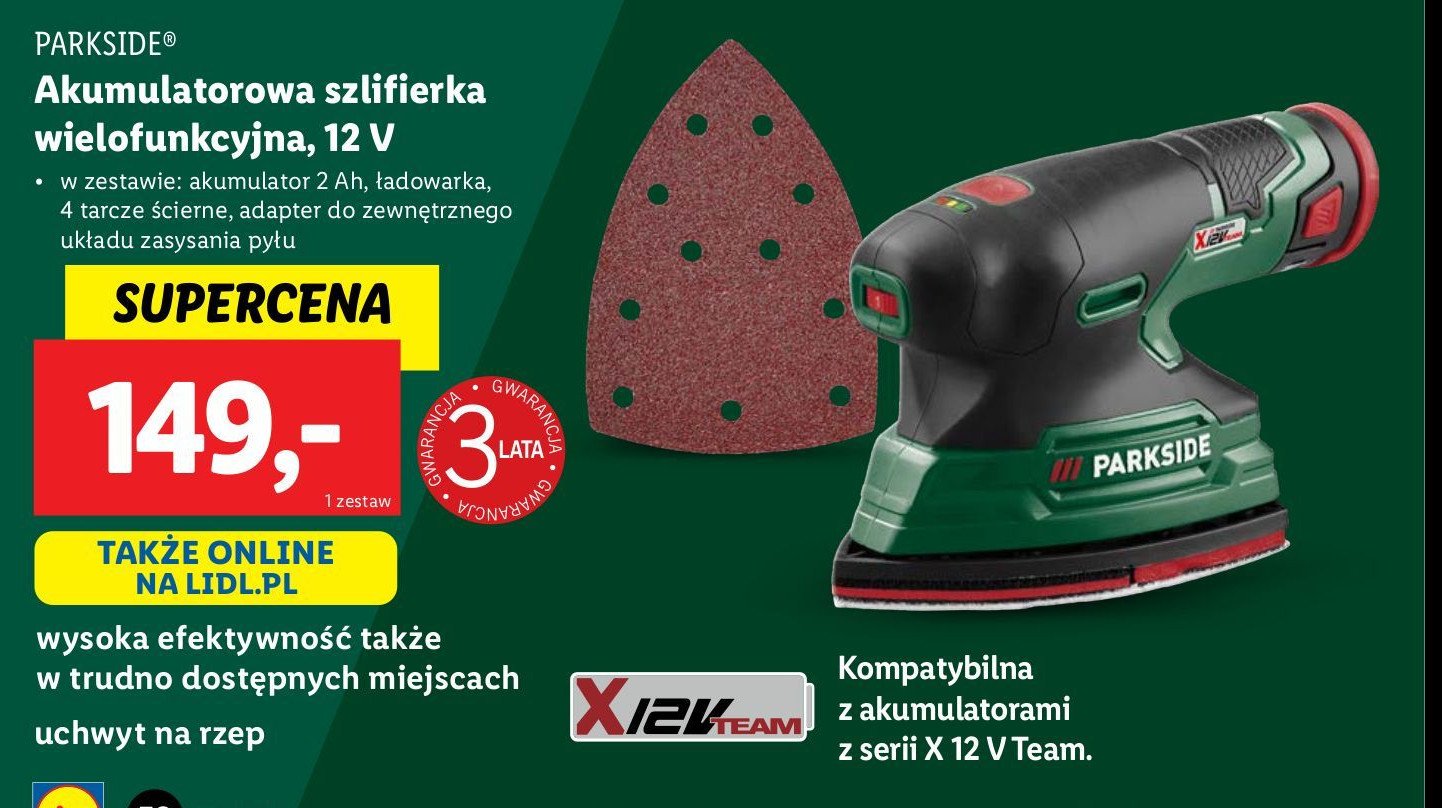 Szlifierka wielofuncyjna z akcesoriami Parkside promocja