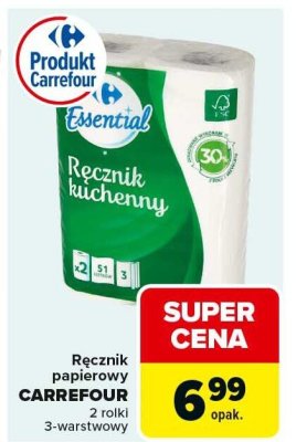 Ręcznik papierowy CARREFOUR Essential 3-warstwowy promocja w Carrefour Market