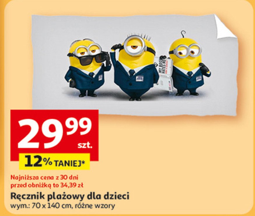 Ręcznik minionki 70 x 140 cm promocja w Auchan