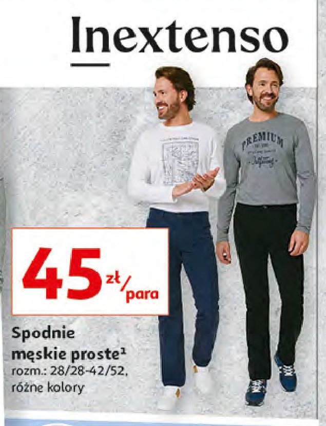 Spodnie męskie proste 28/28-42/52 Auchan inextenso promocja