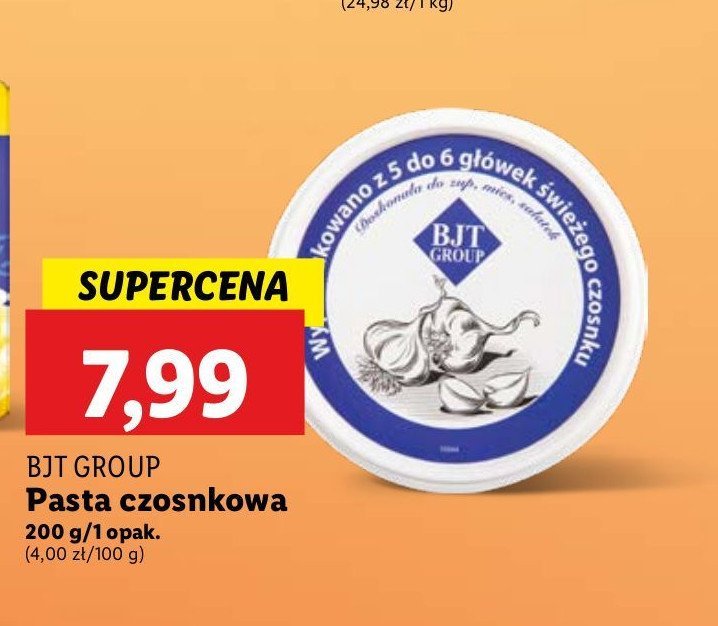 Pasta czosnkowa Bjt group promocja