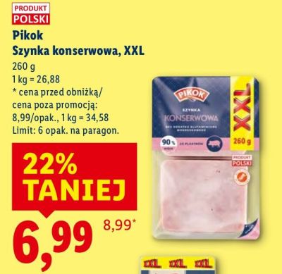 Szynka konserwowa Pikok, XXL promocja w Lidl