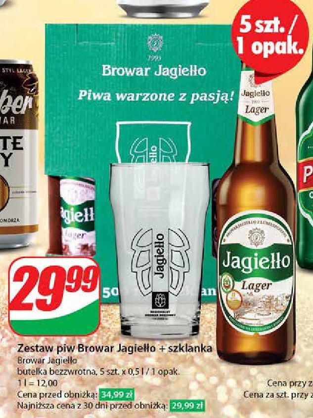 Piwo + szklanka Jagiełło lager promocja