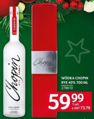 Wódka Chopin Rye 40% 700 ml promocja w Selgros