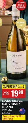 Wino białe HANS GREYL SAUVIGNON BLANC 750 ML promocja w Biedronka