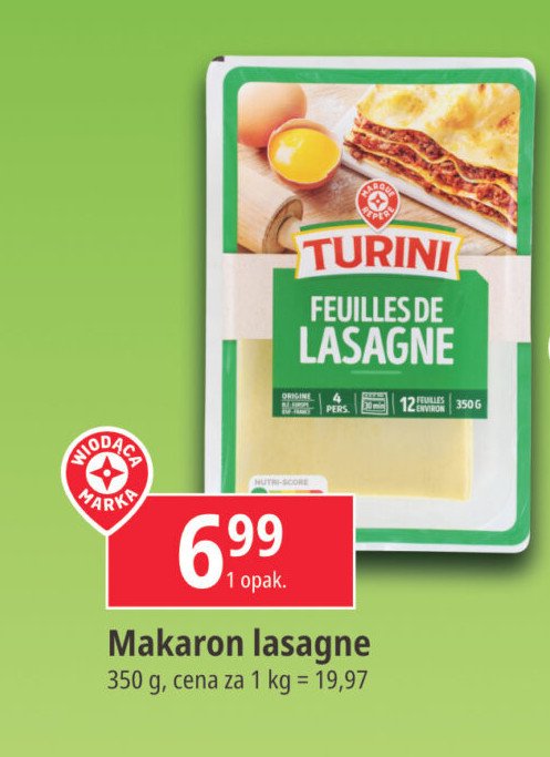 Makaron lasagne Wiodąca marka turini promocja