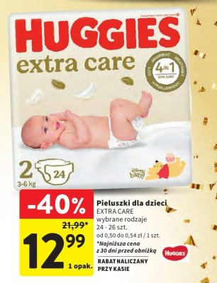 Pieluszki dla dzieci EXTRA CARE Huggies promocja w Intermarche