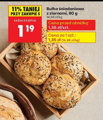 Bułka śniadaniowa z ziarnami, 80 g promocja w Biedronka