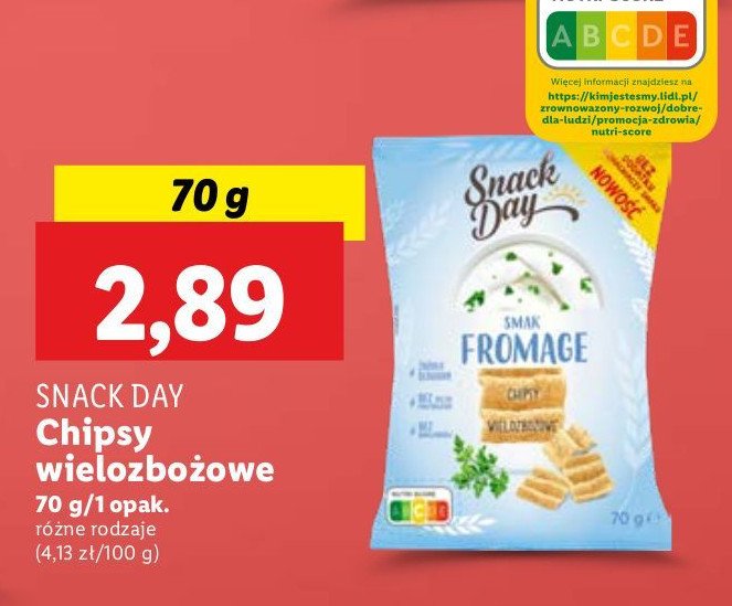 Chipsy wielozbożowe fromage Snack day promocja w Lidl