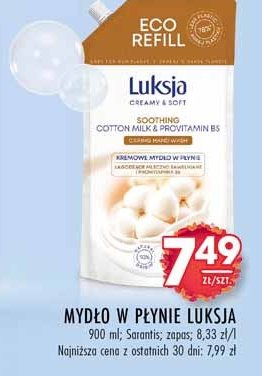 Mydło w płynie cotton milk & provitamin b5 zapas Luksja creamy promocja
