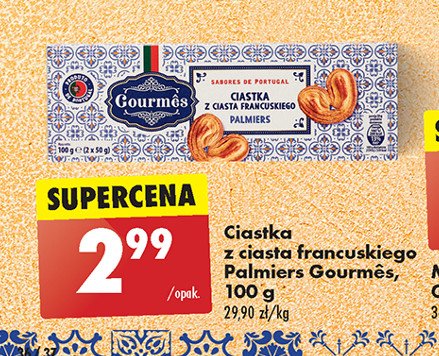 Ciastka z ciasta francuskiego palmiers Gourmes promocja