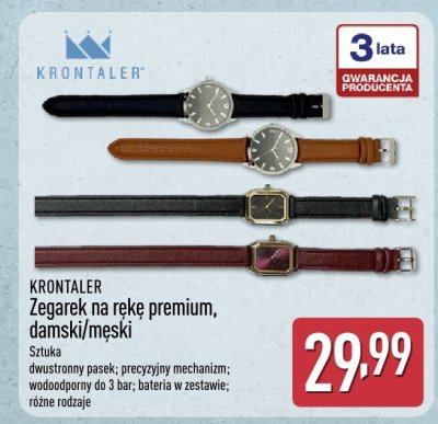 Zegarek na rękę premium KRONTALER, damski/męski promocja w Aldi
