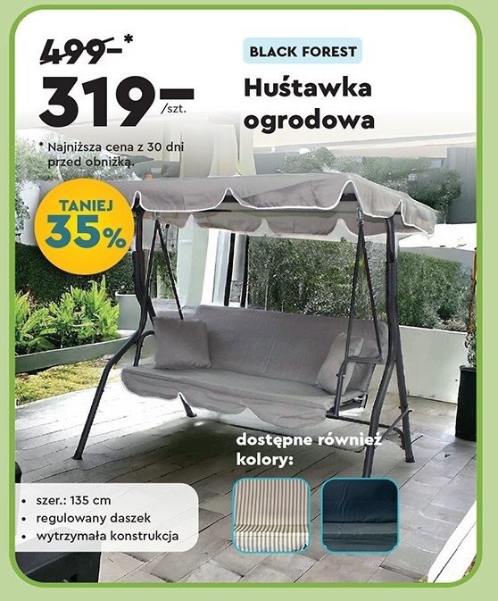 Huśtawka ogrodowa Black forest promocja w Biedronka