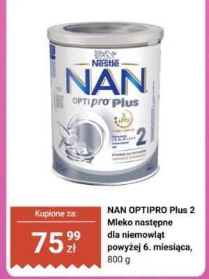 Mleko następne NAN OPTIPRO Plus 2 dla niemowląt powyżej 6. miesiąca promocja w Biedronka