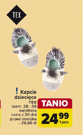 Kapcie dziecięce 28 - 39 Tex promocja