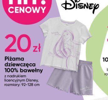 Piżama dziewczęca disney 92-128 cm promocja