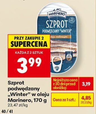 Szprot podwędzany "Winter" w oleju Marinero, 170 g promocja w Biedronka