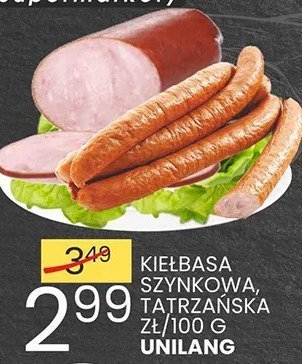 Kiełbasa szynkowa tatrzańska Unilang promocja w Wafelek