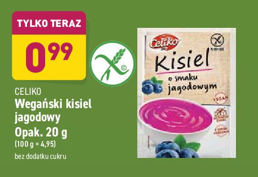Kisiel wega艅ski o smaku jagodowym Celiko promocja