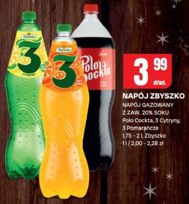 Napój Zbyszko gazowany z zaw. 20% soku Polo Cockta, 3 Cytrusy, 3 Pomarańcze 1,75 - 2 l Zbyszko promocja w Chorten