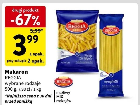 Makaron penne rigate Reggia promocja