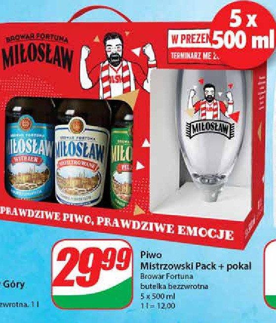 Piwo pilzner + piwo witbier + piwo niefiltrowane + pokal Miłosław zestaw kolekcjonerski promocja