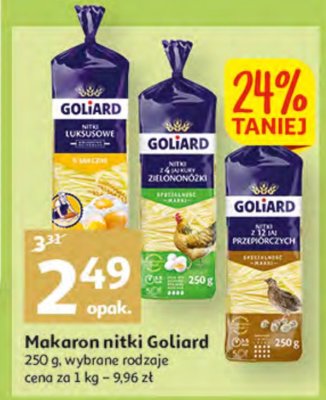 Makaron nitka 4 jajeczna z jaj kury zielononóżki Goliard promocja