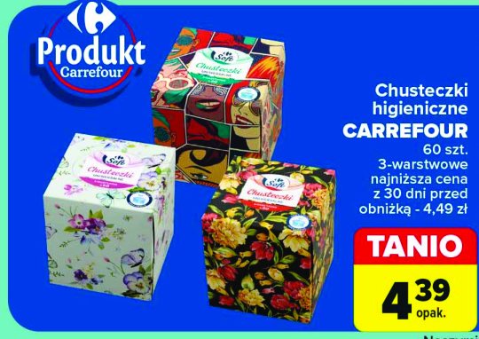 Chusteczki higieniczne uniwersalne Carrefour soft promocja