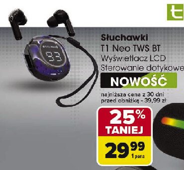 Słuchwki t1 neo tws Tracer promocja w Carrefour