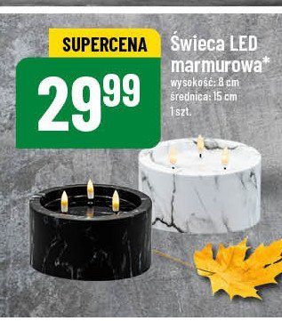 Świeca led marmurowa 8 x 15 cm promocja