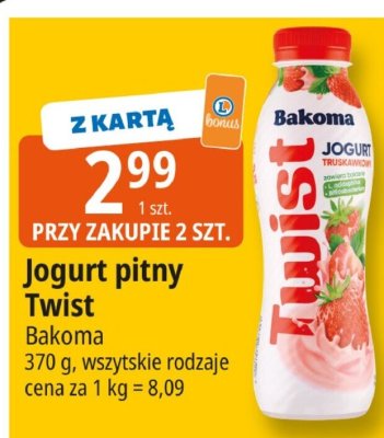 Jogurt pitny Twist Bakoma promocja w Leclerc
