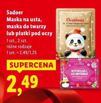 Maska na usta, maska do twarzy lub płatki pod oczy Sadoer promocja w Lidl