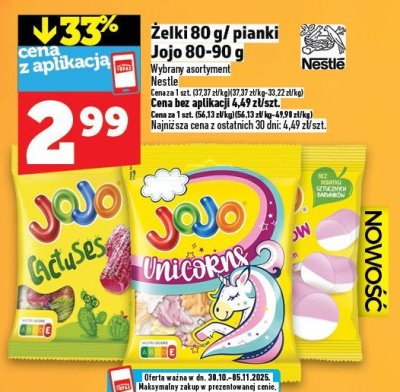 Żelki 80 g / pianki Jojo 80-90 g Nestle promocja w TOPAZ