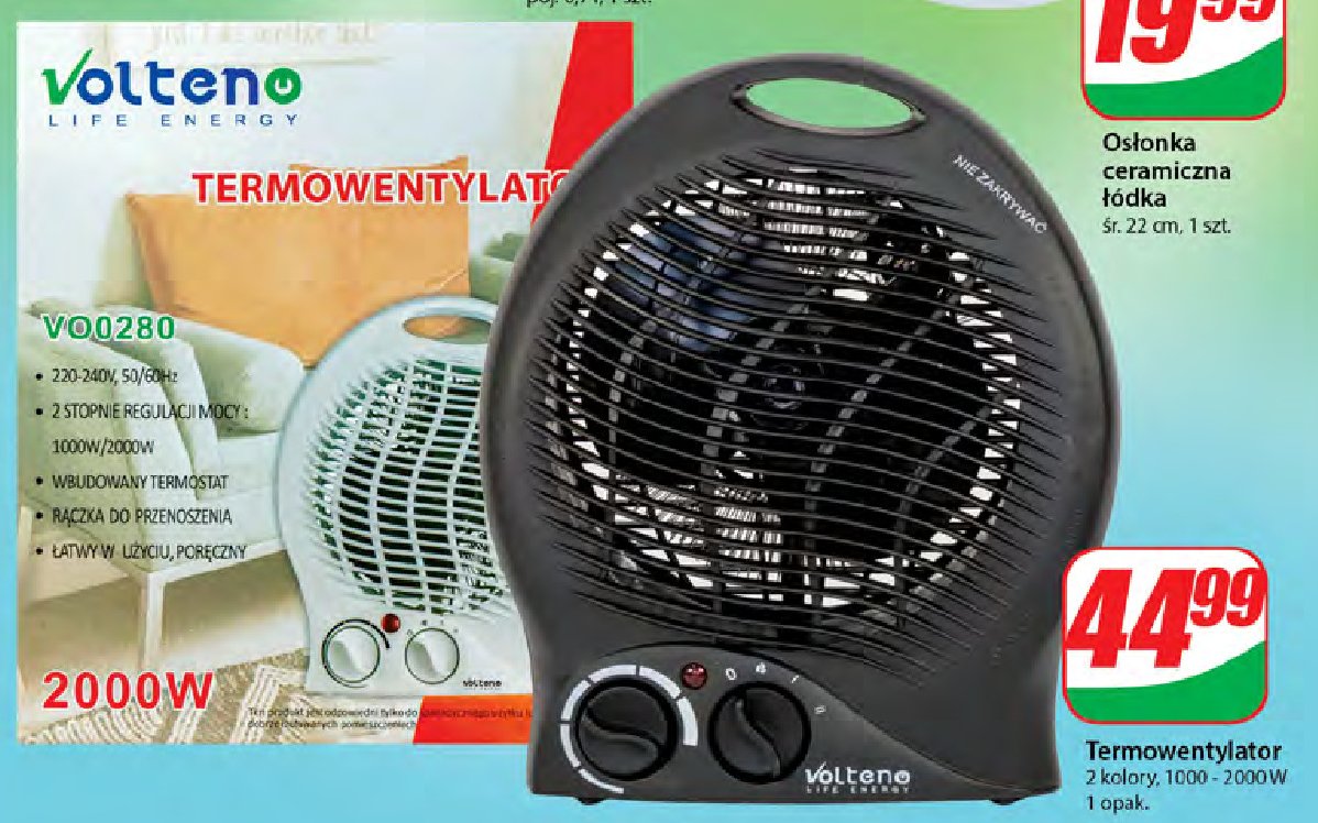 Termowentylator 1000/2000 w Volteno promocja w Dino