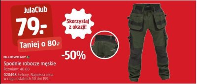 Spodnie robocze męskie BLUEWEAR rozmiary 46-60 promocja w Jula