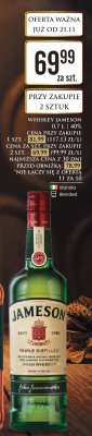 Whisky Jameson 0.7L 40% promocja w Dino