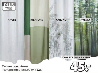 Zasłona prysznicowa HAGBY, KILAFORS, KARUNGI, AVESTA promocja w Jysk