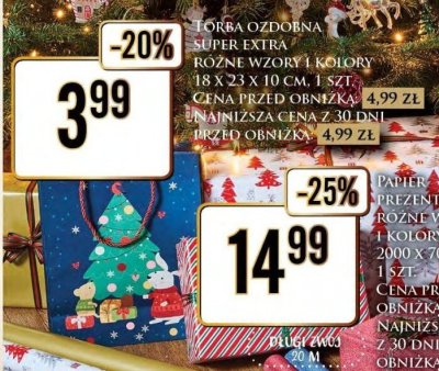 Papier prezentowy różne wzory i kolory 200 x 70 cm 1 szt. -25% promocja w Dino