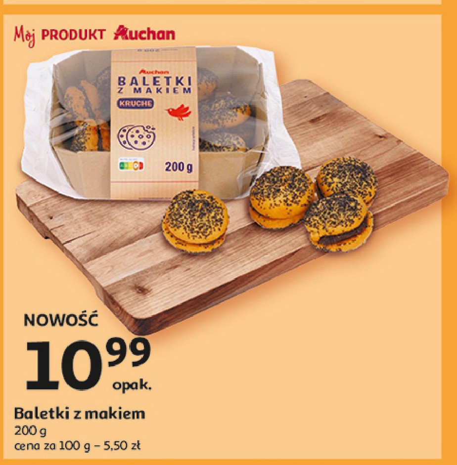 Ciastka baletki z makiem Auchan promocja