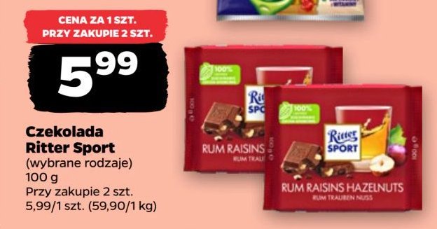 Czekolada rum raisins hazelnuts Ritter sport promocja w Netto