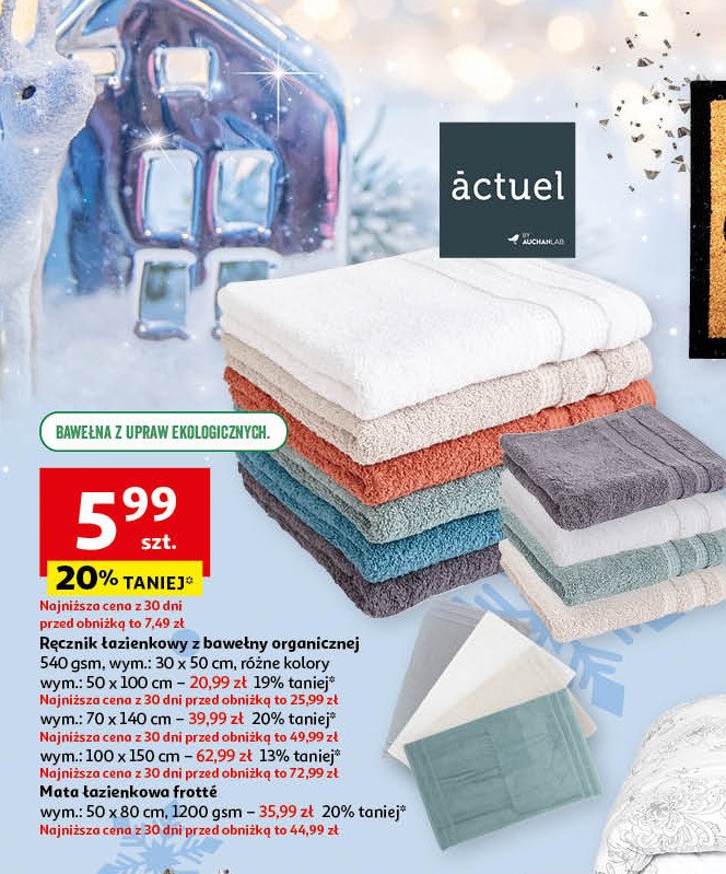 Ręcznik 100 x 150 cm Actuel promocja w Auchan