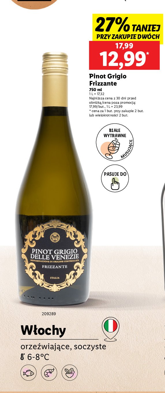 Wino DELLE VENEZIE PINOT GRIGIO promocja w Lidl