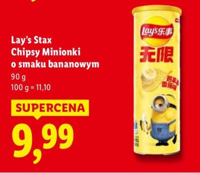 Chipsy Lay's Stax Minionki o smaku bananowym 90 g promocja w Lidl